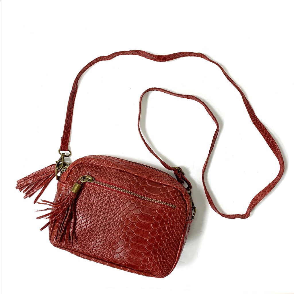Borse In Pelle Leather Faux Snakeskin Crossbody